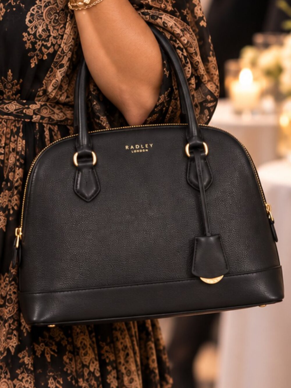 Radley London Anchor Mew Medium Dome Multiway Black Leather Satchel Bag (NWT)